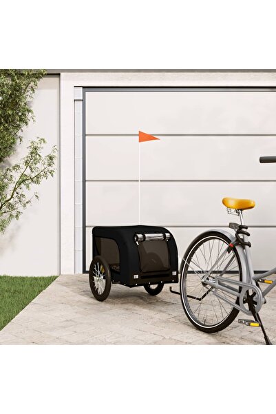 vidaxl Remorcă bicicletă animale companie, negru, textil oxford/fier
