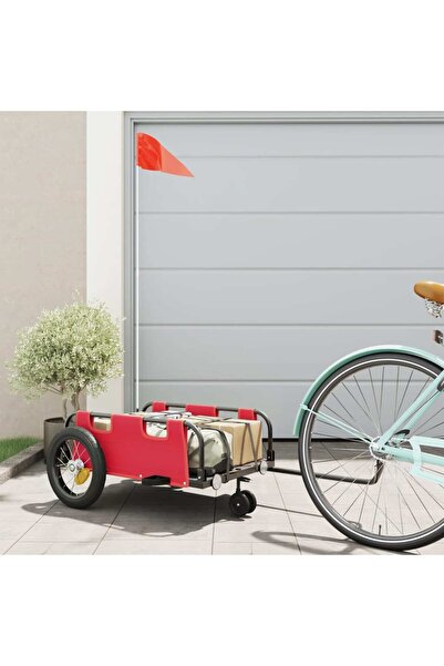 vidaxl Bicycle trailer, red, oxford fabric and iron