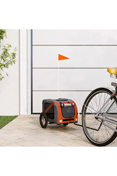 vidaxl Remorcă de bicicletă animale portocaliu/gri, textil oxford/fier