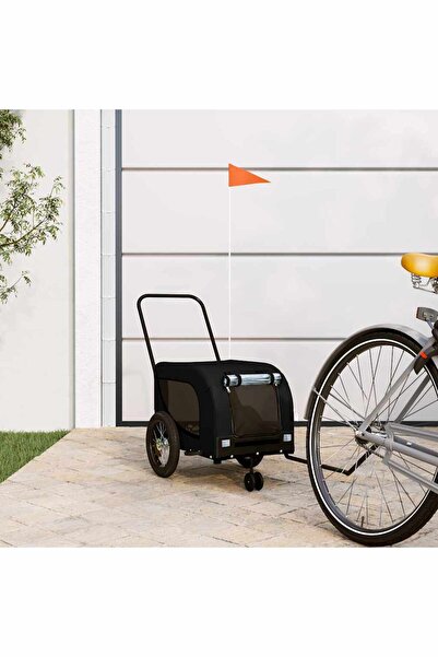 vidaxl Remorcă bicicletă animale companie, negru, textil oxford/fier