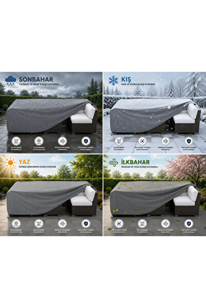 CoverPlus Dış Mekan Bahçe Mobilyası Brandası Su Geçirmez (160x100x80cm Gri Renk)