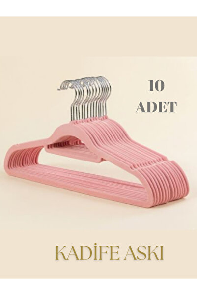 Rem 10 Adet Pembe Kadife Elbise Askısı Kadife Ceket Askısı Yüksek kalite 44 c...
