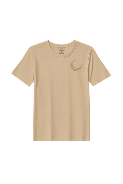 BYFT Threads Eid T-Shirt - Golden Crescent Noor Embroidered Design, Premium P...
