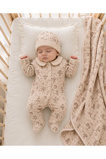 Eda Baby Safari %100 Pamuk Waffle Yenidoğan Bebek Hastane Çıkışı – Patikli Tu...