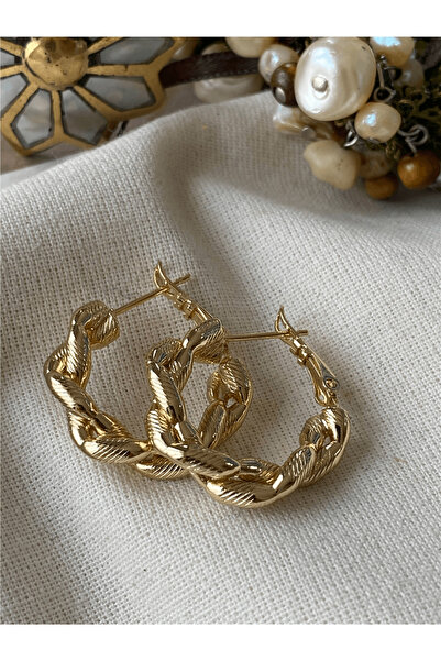 XUPING JEWELRY Xuping 14K Kalın Dolama Halka Küpe