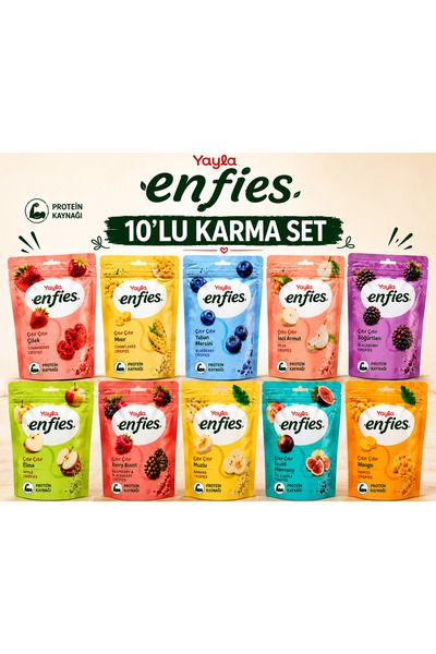 Yayla Enfies 10’lu Karma Meyve Cipsi Deneme Paketi – 10 Farklı Lezzet