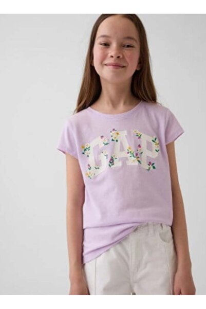 GAP Kids KIZ ÇOCUK 886662 LOGO TEE LİLA