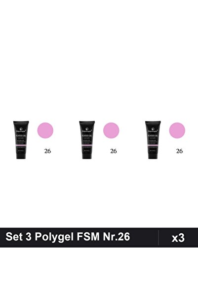 FSM Set 3 Polygel 30ml Nr.26, Gel de Construcție Unghii, Manichiură UV/LED