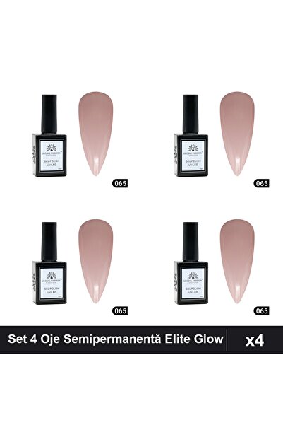 global fashion Set of 4 Elite Glow Semi-Permanent Nail Polish 15ml, Gel Polis...