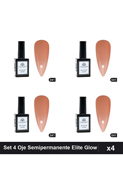 global fashion Set 4 Oje Semipermanente Elite Glow 15ml, Gel Polish UV/LED