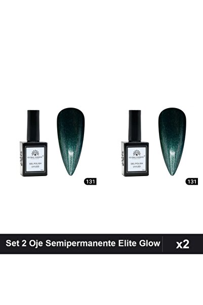 global fashion Set 2 Oje Semipermanente Elite Glow 15ml, Gel Polish UV/LED