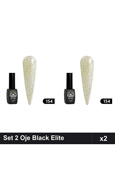 global fashion Set 2 Oje Semipermanente Black Elite 8ml, Manichiură UV/LED Pr...