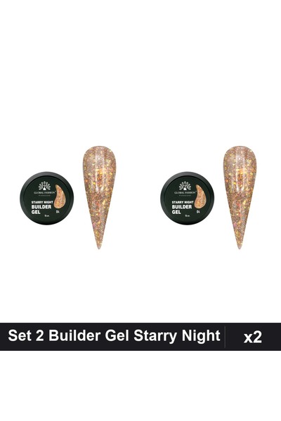 global fashion Set 2 Builder Gel Starry Night Nr.04 15g, Constructie Unghii G...