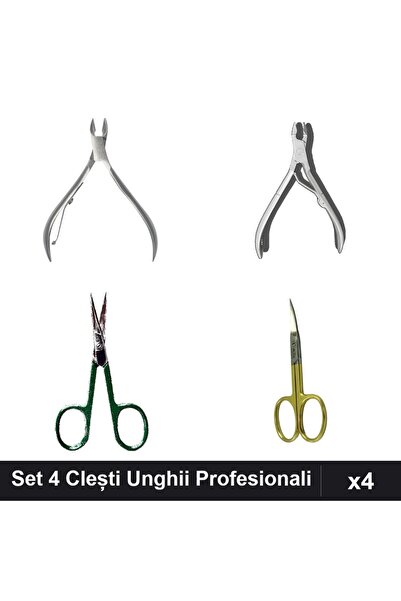 One Group Set 4 Clești și Foarfeci Unghii Profesionali, Manichiură și Pedichiură