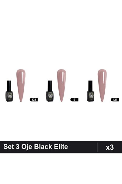 global fashion Set 3 Oje Semipermanente Black Elite 8ml, Manichiura UV/LED Pr...