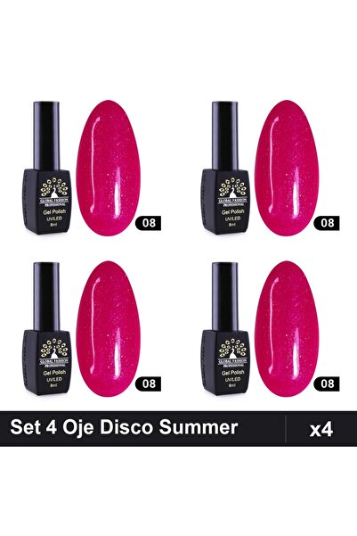 global fashion Set 4 Oje Semipermanente Disco Summer 08, 8ml, Manichiura UV/LED