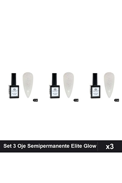 global fashion Set 3 Oje Semipermanente Elite Glow 15ml, Gel Polish UV/LED