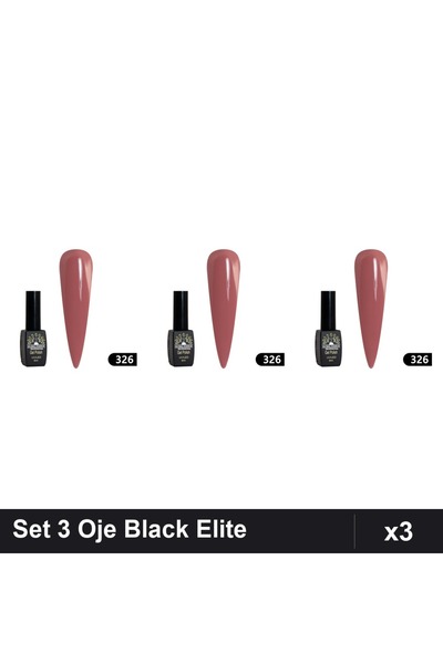 global fashion Set 3 Oje Semipermanente Black Elite 8ml, Manichiura UV/LED,