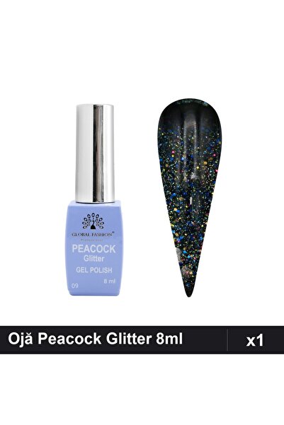 Makeup Ojă Semipermanentă Peacock Glitter 8ml, Nuanță 09, Manichiură UV/LED