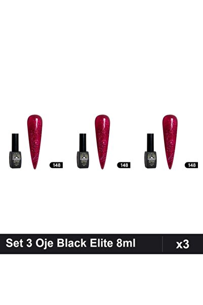 global fashion Set 3 Oje Semipermanente Black Elite 8ml, Manichiura UV/LED Pr...