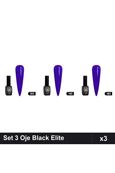 global fashion Set 3 Oje Semipermanente Black Elite 8ml, Manichiura UV/LED Pr...