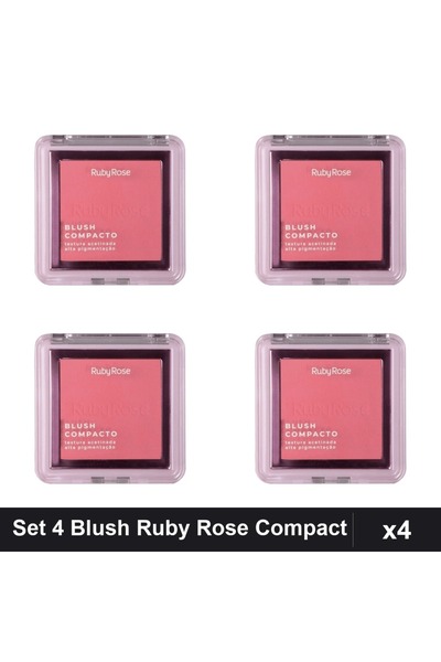 Ruby Rose Set of 4 Blush Compact BL 20, 7.3g, Highlighter Blush