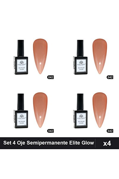 global fashion Set 4 Oje Semipermanente Elite Glow 15ml, Gel Polish UV/LED