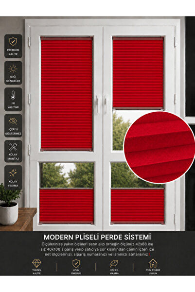 PerdeLabb Plise Perde Cam Balkon ve Pimapen Uyumlu Özel Ölçü Kolay Montaj Ofi...