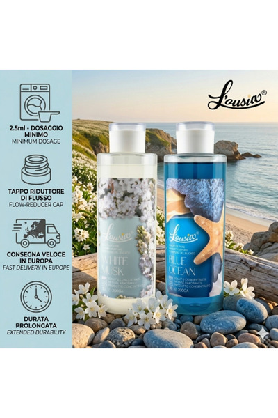 L'ousia Set de parfum pentru rufe L’ousia Fresh & Clean 2x200g – concentrat, de lungă durată, până la 160 de spălări