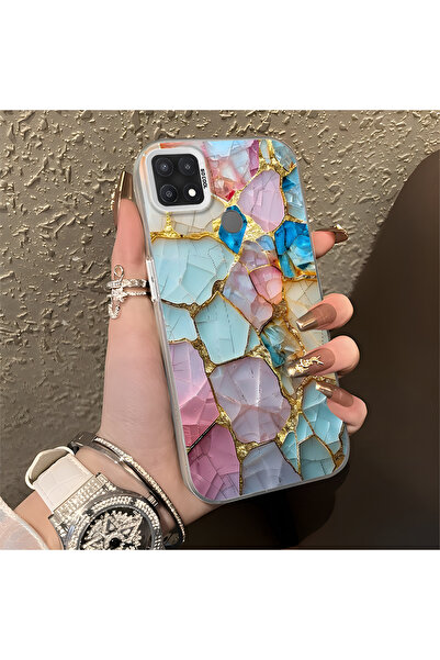 ARTISHELL Oppo A15/A15S Uyumlu Mermer Desenli Düşmeye Dayanıklı Telefon Kılıfı
