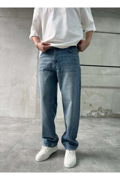 DIFRANSEL JEANS Washable Relaxed Fit Tinted Blue Baggy Jeans