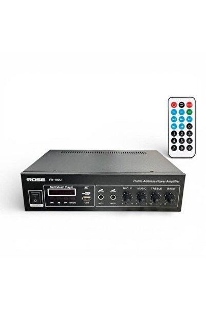 Rose FR-100U 80 Watt Trafolu Mağaza Anfisi 2 Mikrofon Girişli Mp3, Bluetooth,...