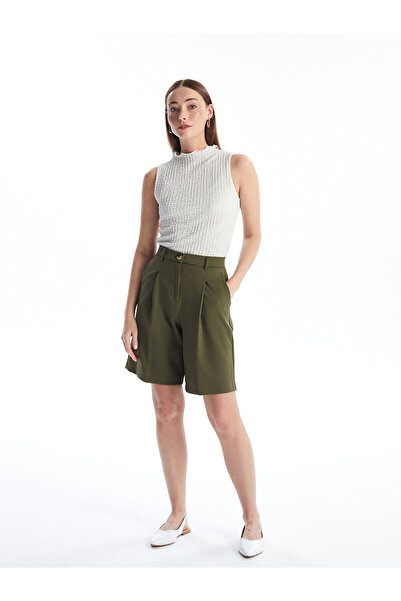 LC Waikiki Nevavm Comfortable Fit Flat Linen Look Women's Shorts with a Diffe...