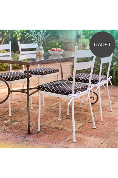 Bhomesconcept 6 Adet 40x40 Cm Siyah Bağcıklı Sandalye Minderi Pamuk Polyester...