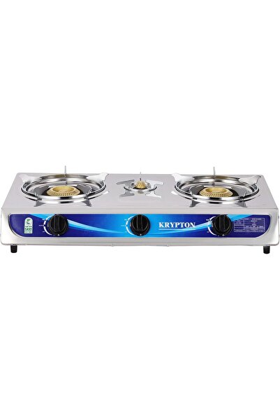 KRYPTON Gas Stove with Triple Burner Made of Stainless Steel - Model KNGC6171