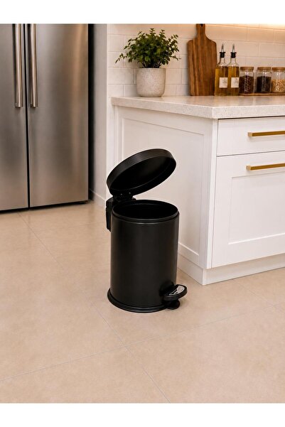 Kosova Black 12 Liter Pedal Trash Can Tkebt Black
