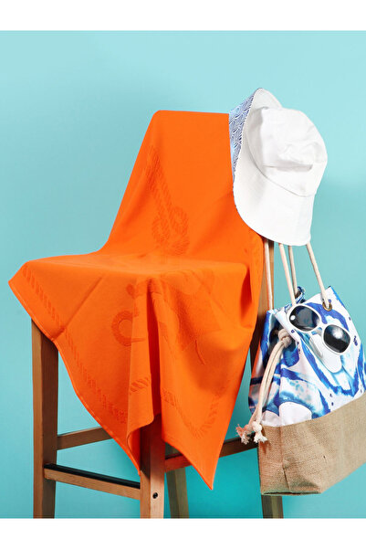 ANEMOSS Sail Print 100% Turkish Cotton Beach Towel, Orange 70x140cm