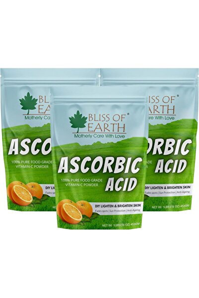 Bliss of Earth Ascorbic Acid Powder, 3x453g | Pure Food Grade Vitamin-C Rich ...