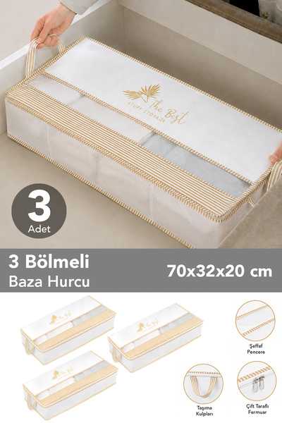 Meleni Home 3 komada spremnika ispod kreveta sa prozorima - prugasti višename...