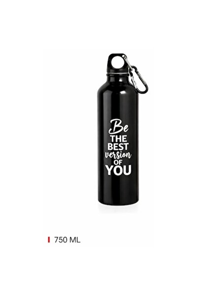 Bewinner Bidon sport, Bewinner, aluminiu, 750 ml, negru, cu carabină