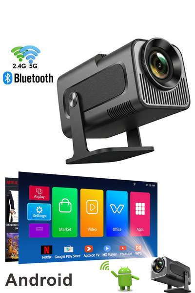 Happy Owl Taşınabilir Mini Projektör 4K Destekli Akıllı Projeksiyon Cihazı Ev...