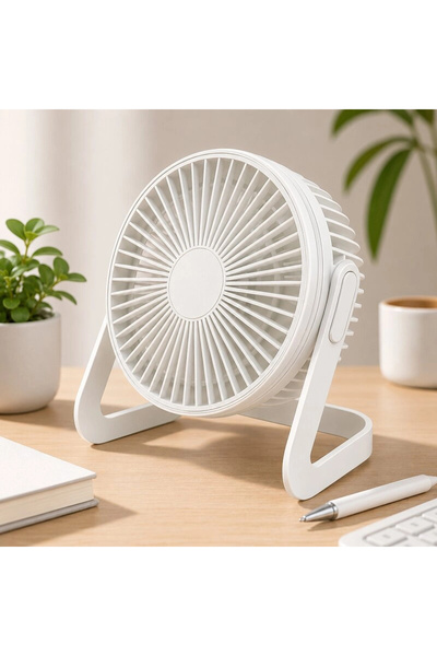 Yenimiyeni Masaüstü Beyaz USB Fan 360 Derece Dönebilen Masa Fanı Vantilatör S...