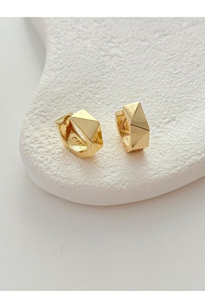 POKAK CM JEWELRY 14K Altın Kaplama Kararmaz Faset Kesim Geometrik Chunky Halk...