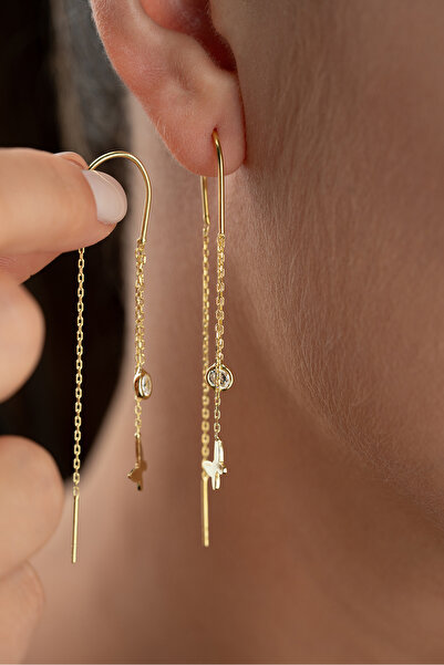 Silvano Jewelry 925 Ayar Gümüş Sallantılı Kelebek Küpe