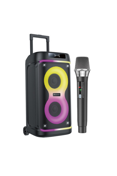Yesido Taşınabilir 60W Çift 8 Hoparlörlü RGB Işıklı Tekerlekli Bluetooth Hopa...