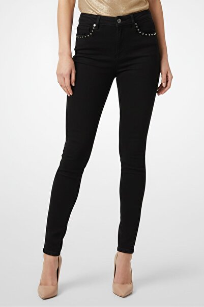 MOHITO Women Skinny Fit Plain Stretchable Denim, Black
