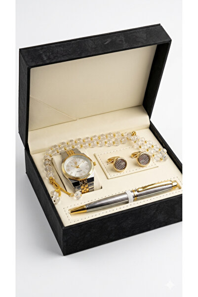 GiftBoxConcept طقم هدايا رجالي فخم – ساعة يد، قلم، أزرار أكمام، ومسبحة | أناق...