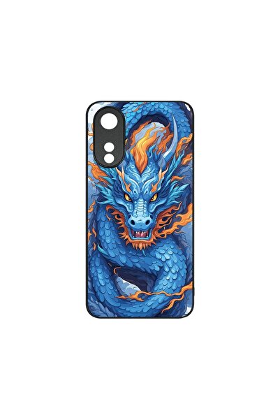 bestcase Λεπτή Γυάλινη Θήκη, Συμβατή με OPPO A78 5G / A58 5G, Μπλε Δράκος, Χρ...