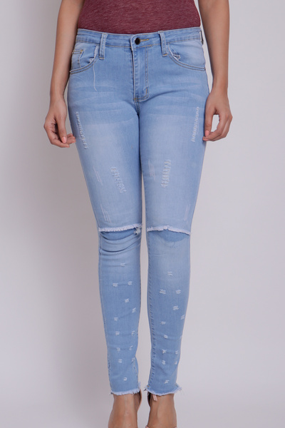 Roha Women's Midrise Rip Dotted Denim