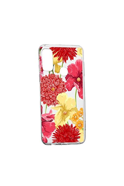 bestcase Husa Silicon Flowers Red Yellow, Compatibila Cu Oppo A15s, rezistent...